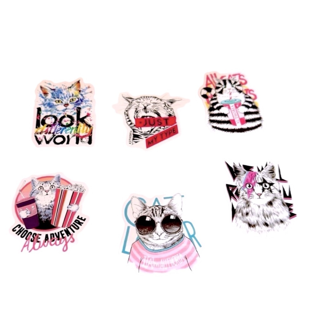 Water Bottle Stickers Kitty‎ Cat PET Animal Tumbler, Laptop, Phone Stickers Set